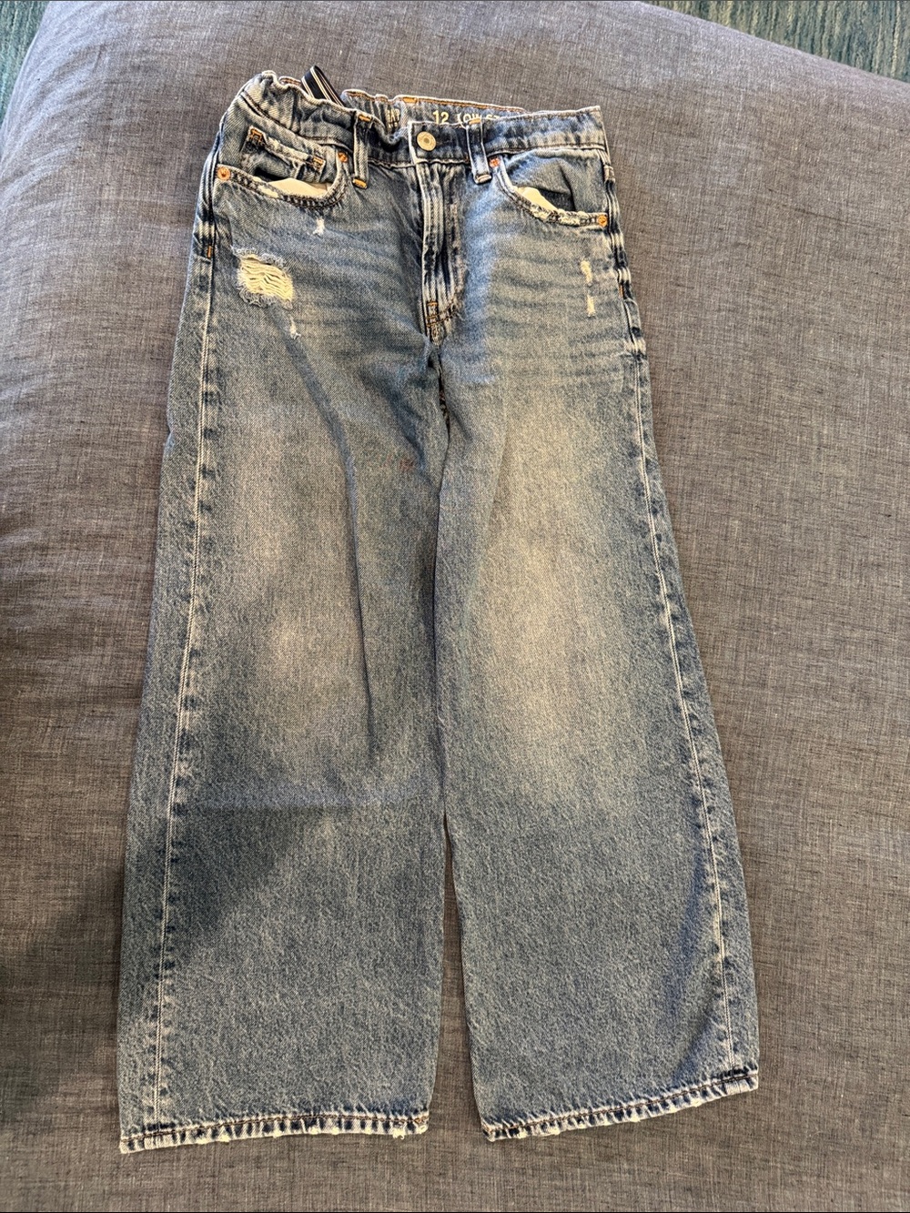 GAP Light Blue Wide-Leg Distressed Kids Jeans